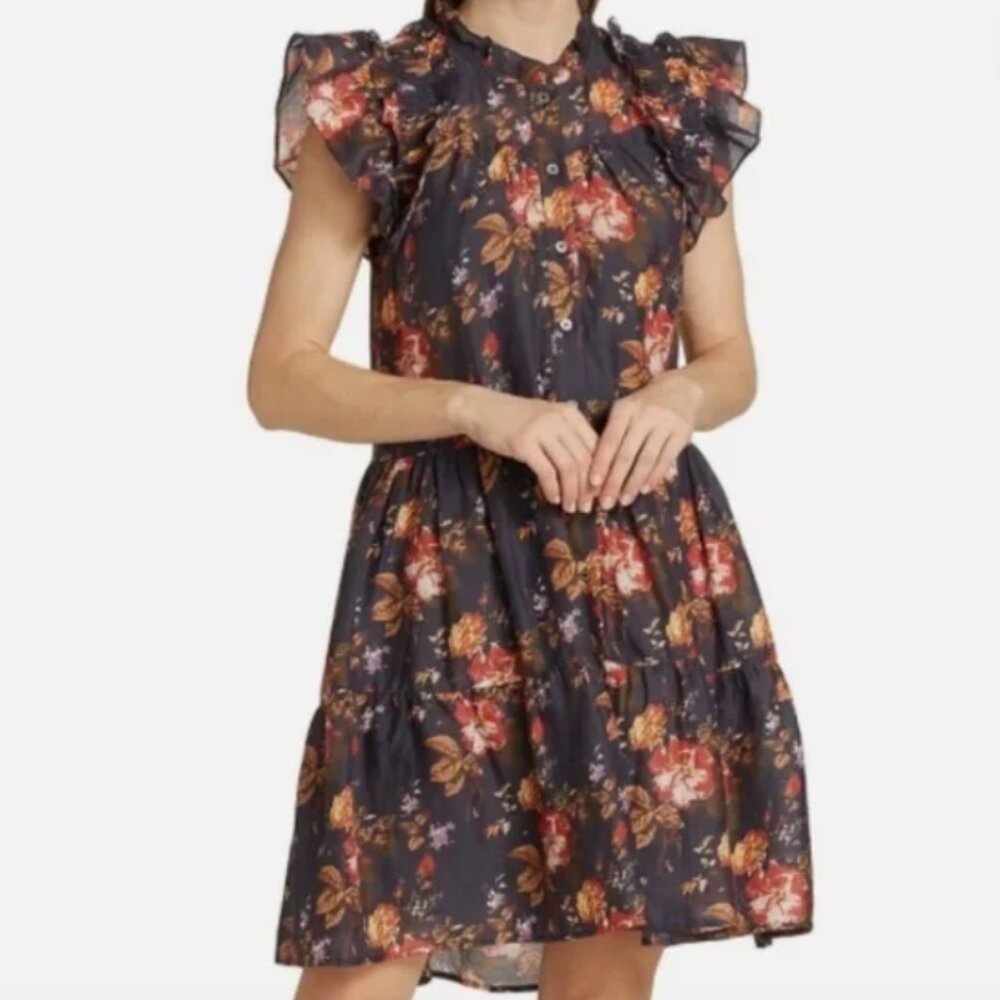 Sea New York Floral Ruffle Dress - Black and Red